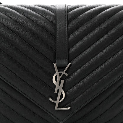 Saint Laurent Sheepskin Matelasse Chevron Monogram Large College Satchel Black 8 of 10