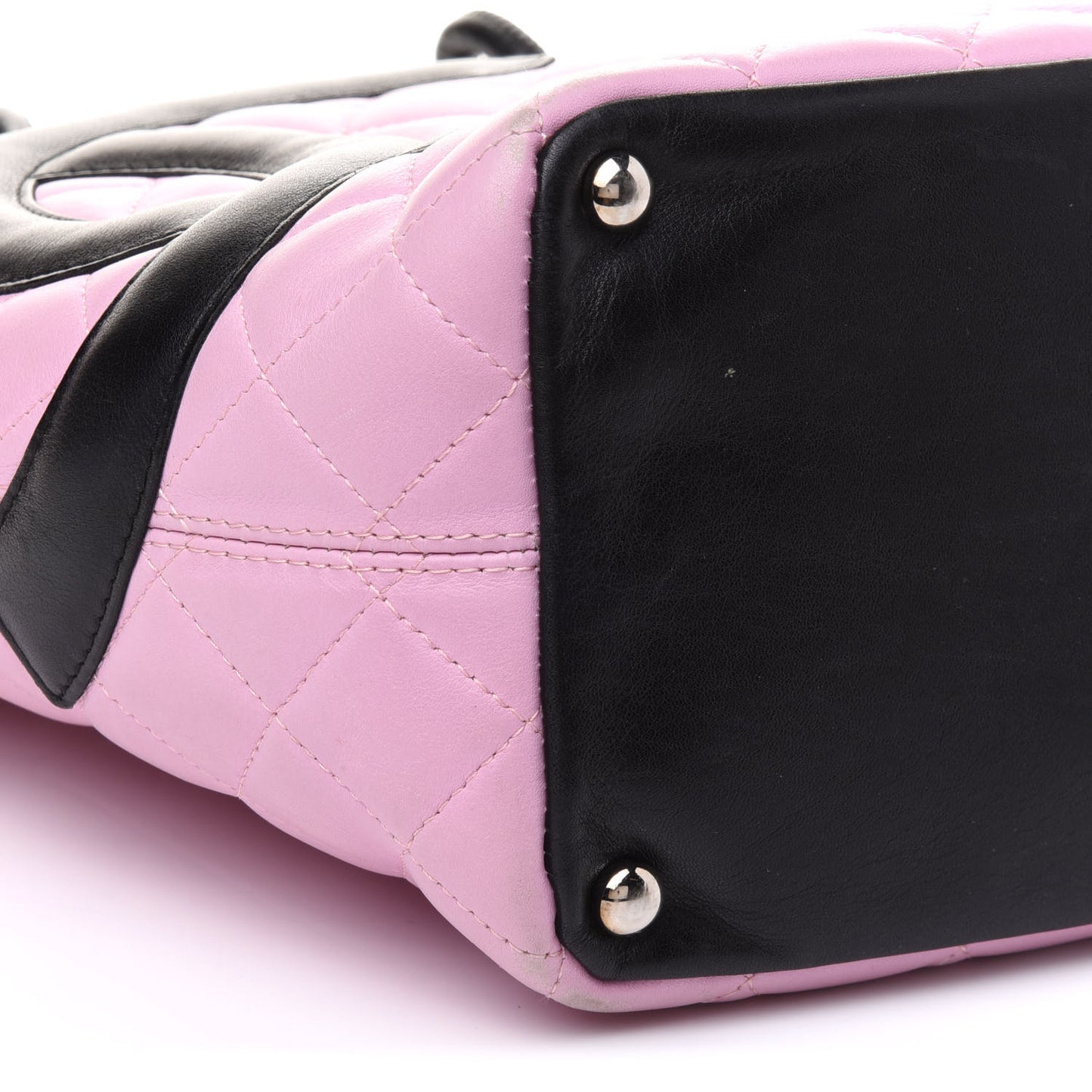 Calfskin Quilted Medium Cambon Tote Pink Black