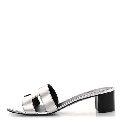 Hermes Metallic Nappa Oasis Sandals 41 Argent 1 of 11