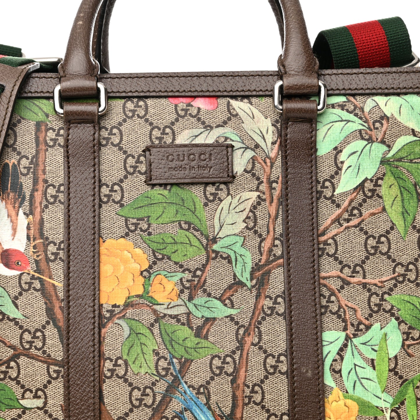 GG Supreme Monogram Tian Web Vertical Tote Beige Multicolor New Acero