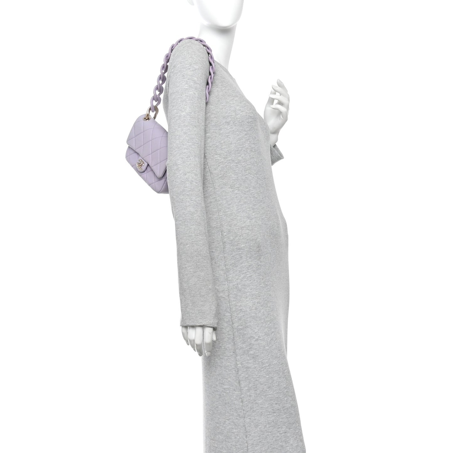 Caviar Quilted Funky Match Mini Flap Light Purple
