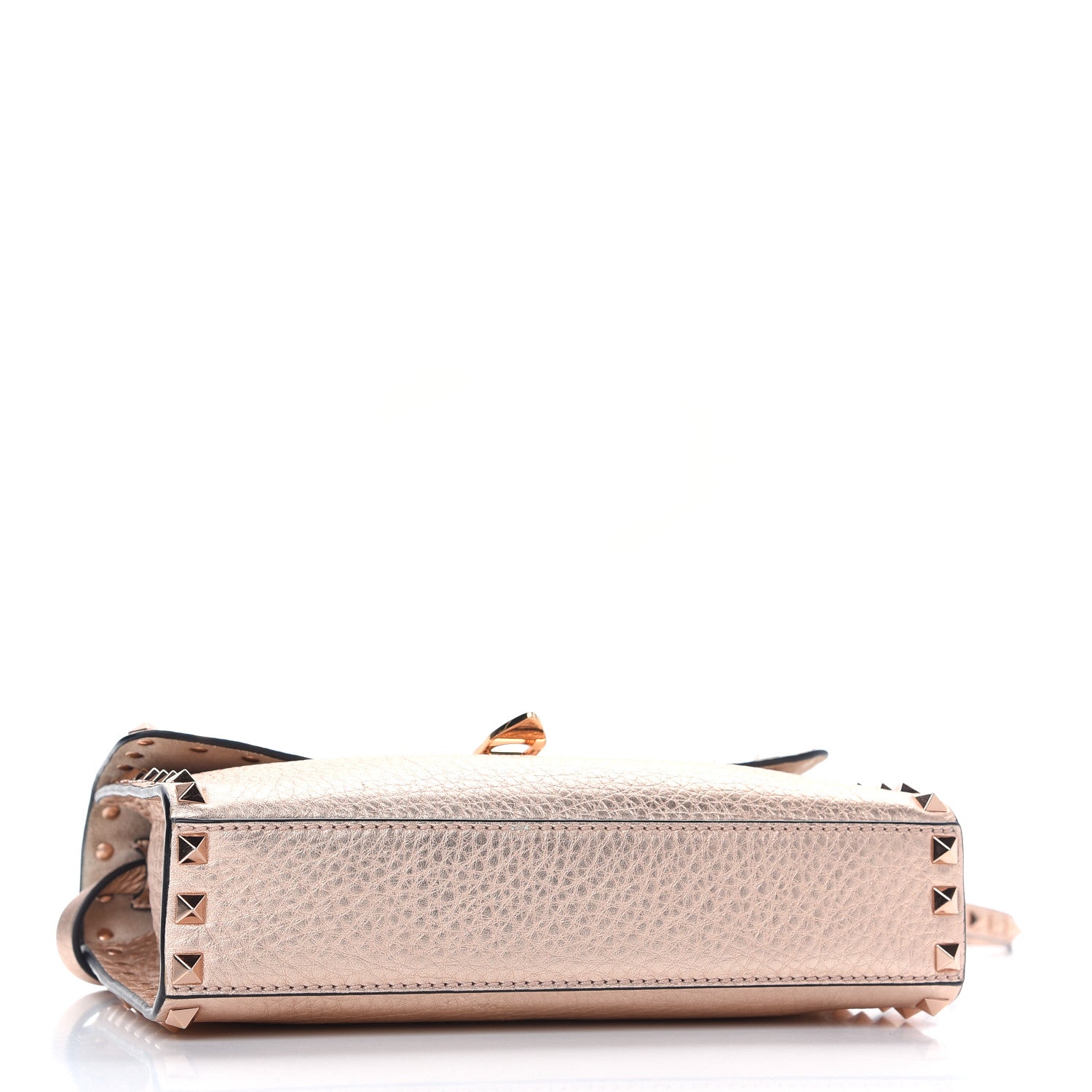 Valentino Garavani Metallic Pebbled Calfskin Medium Rockstud Flip Lock Crossbody Bag Rame 4 of 8