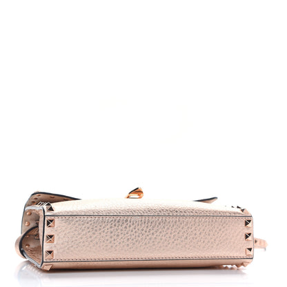 Valentino Garavani Metallic Pebbled Calfskin Medium Rockstud Flip Lock Crossbody Bag Rame 4 of 8