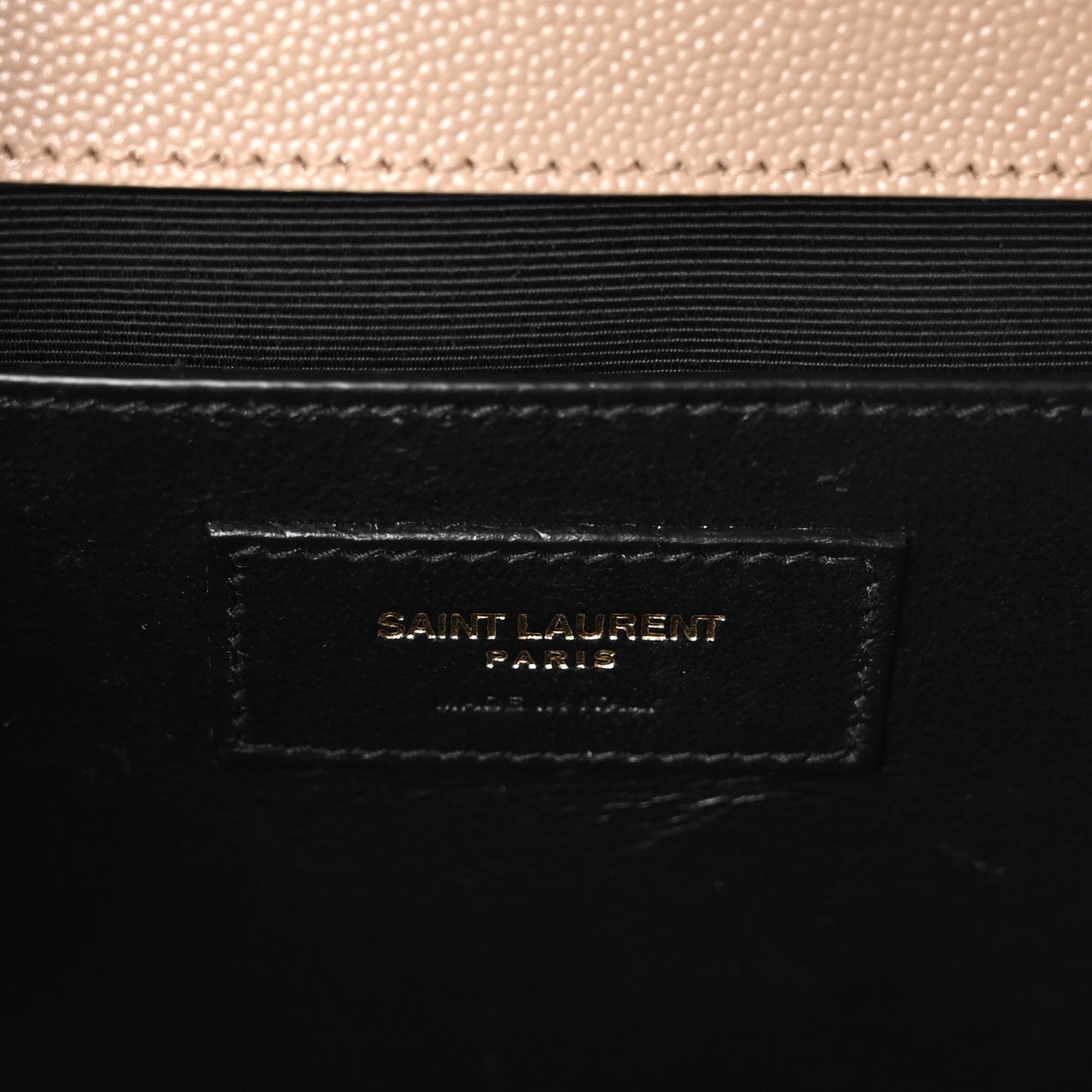 Grain De Poudre Textured Mixed Matelasse Medium Triquilt Monogram Satchel Dark Beige