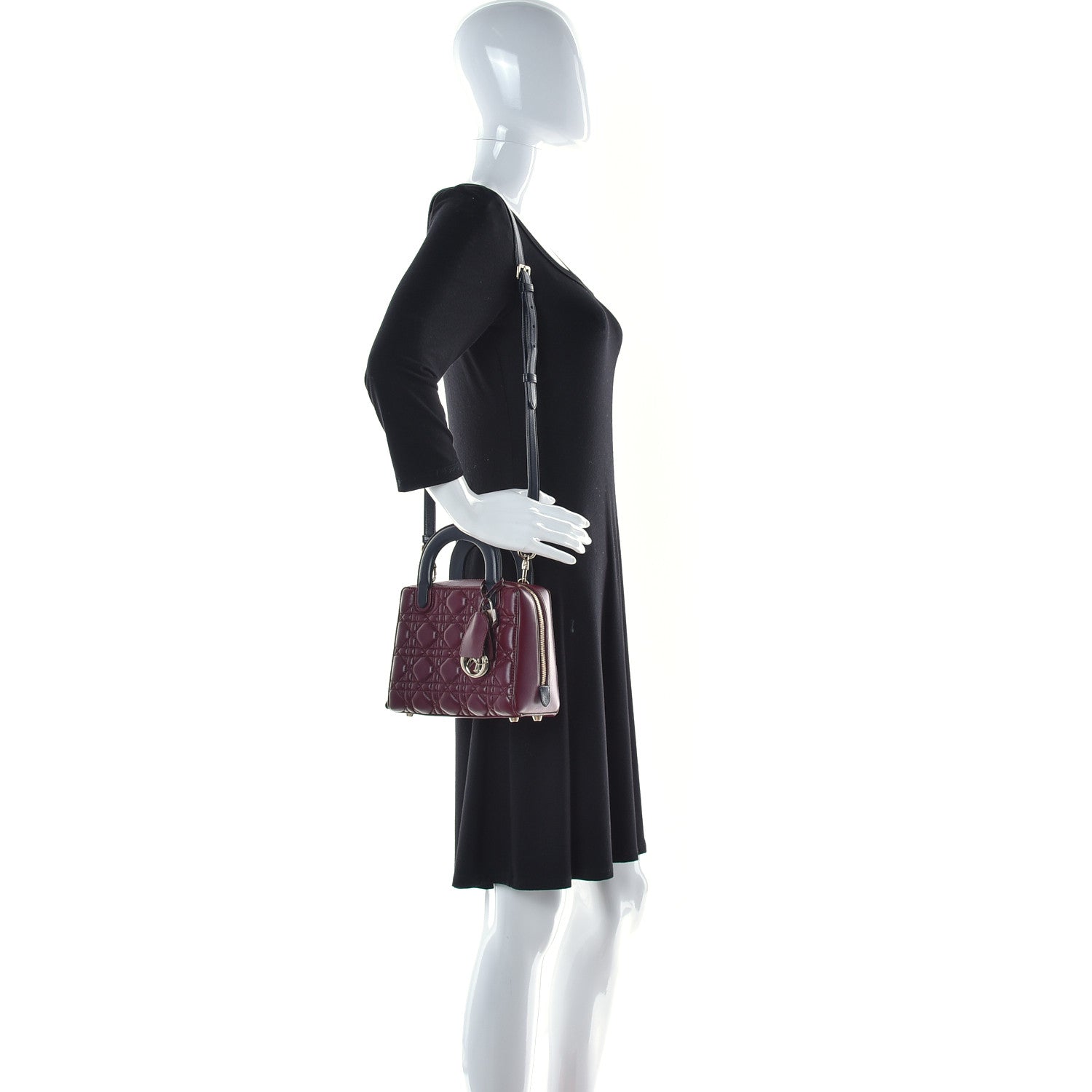 Christian Dior Lambskin Cannage Lily Tote Red Sapphire Blue 2 of 9