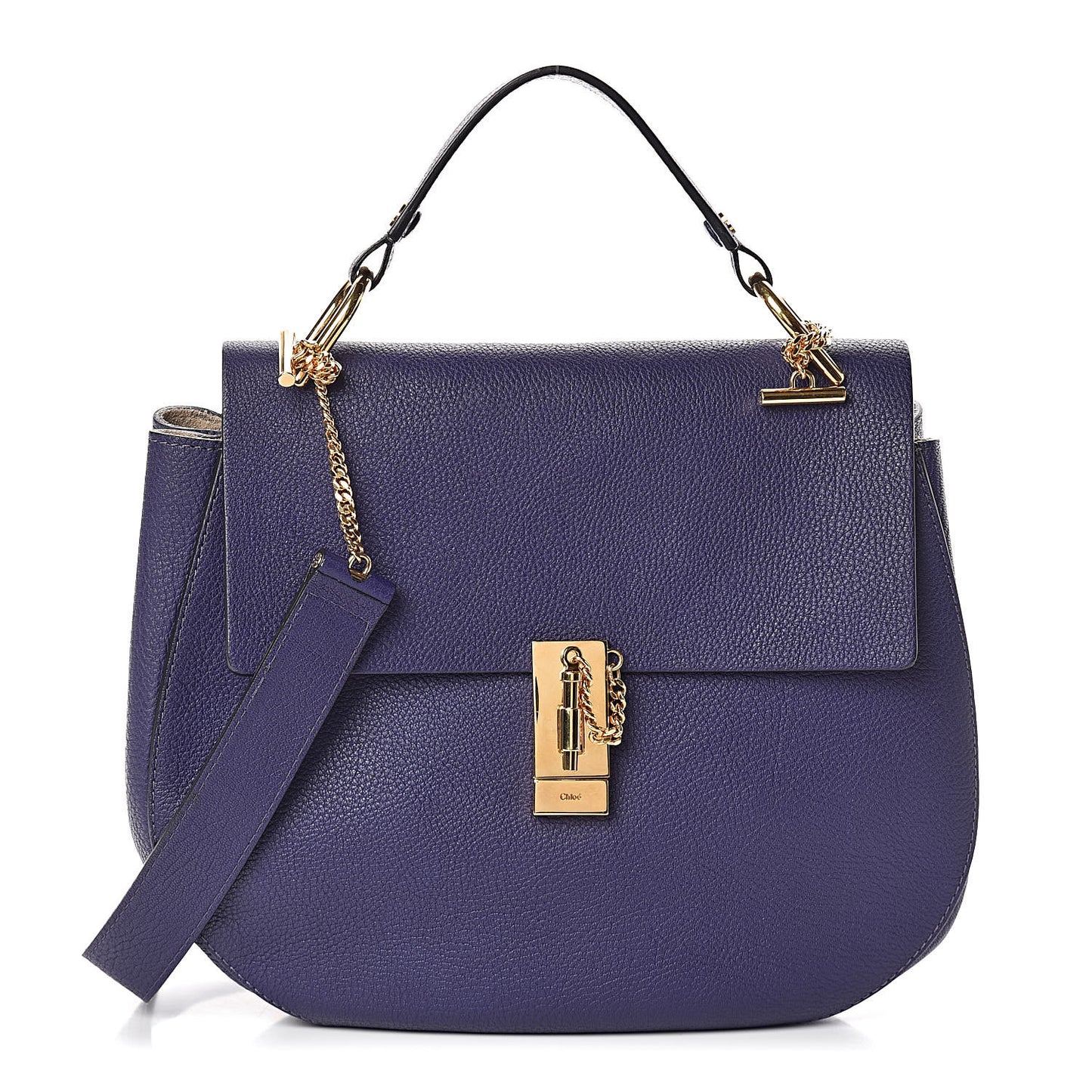 Grained Lambskin Large Drew Shoulder Bag Storm Blue