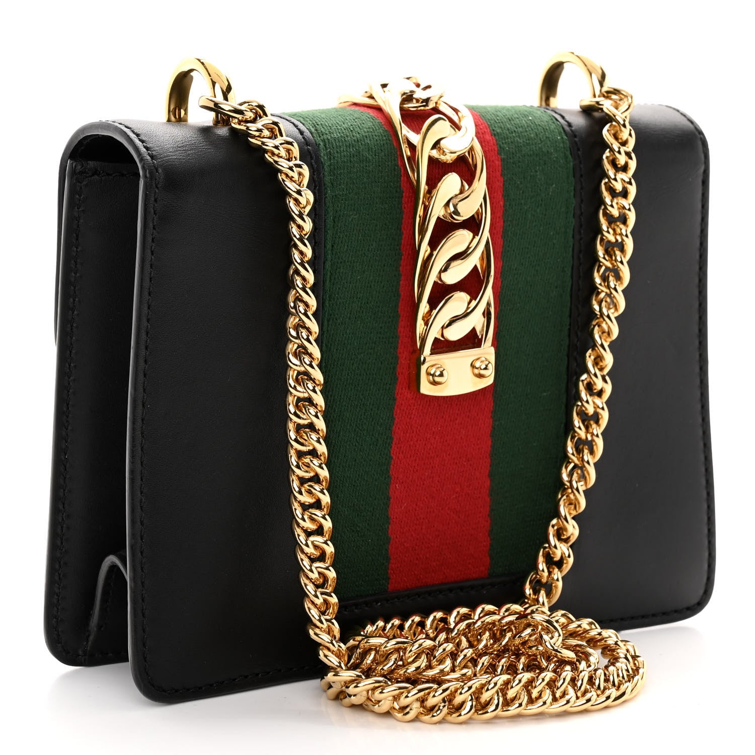 Gucci Calfskin Mini Sylvie Chain Shoulder Bag Black 3 of 11