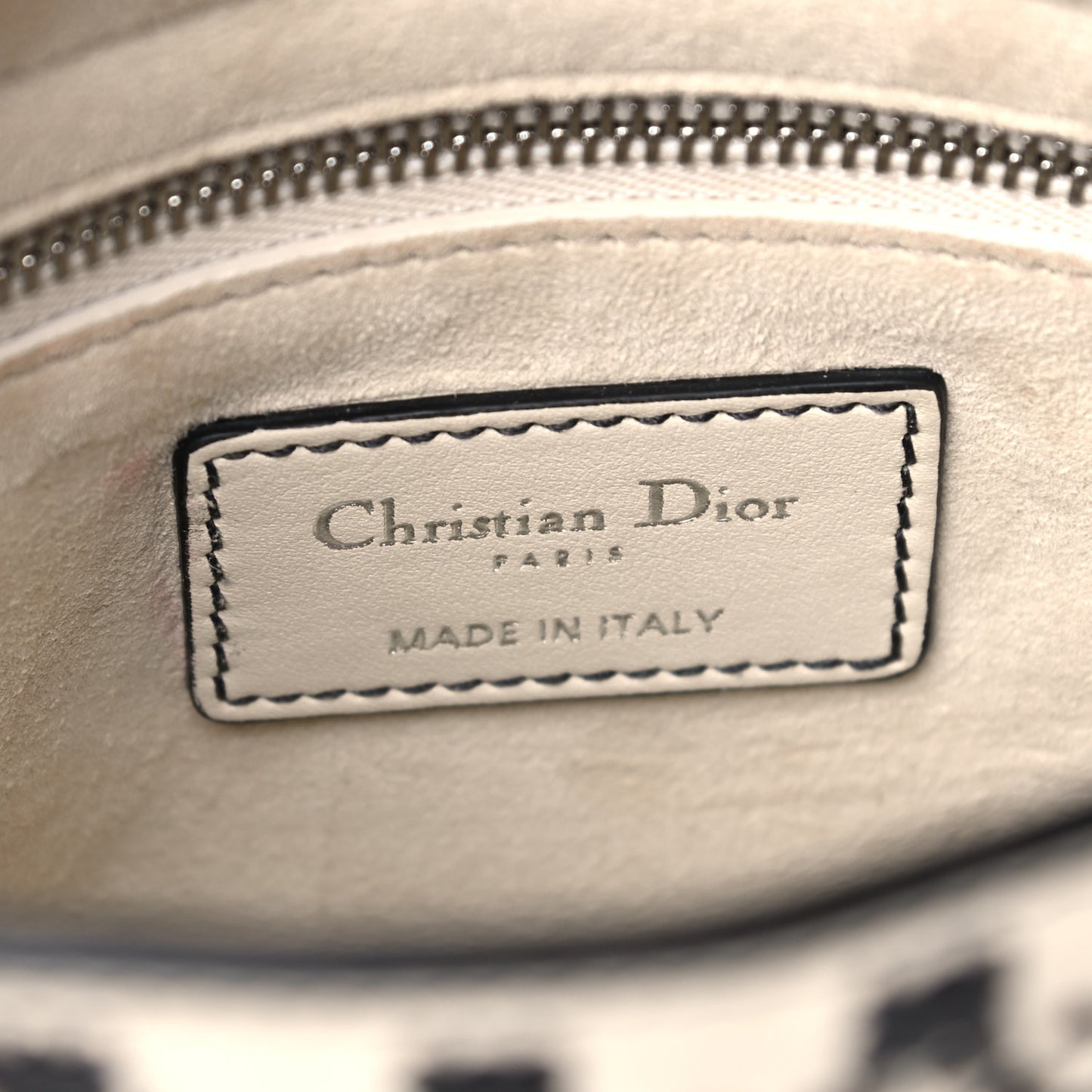 Calfskin Floral Embroidered Mini Lady Dior Black White