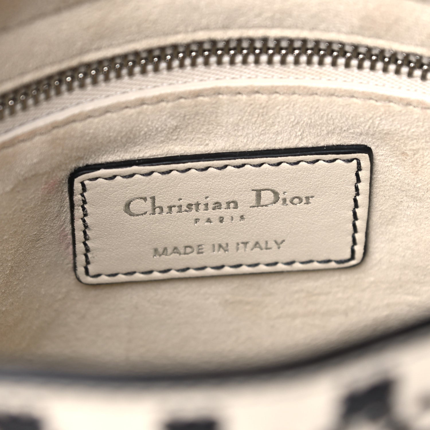 Christian Dior Calfskin Floral Embroidered Mini Lady Dior Black White 5 of 17