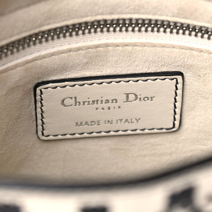 Christian Dior Calfskin Floral Embroidered Mini Lady Dior Black White 5 of 17