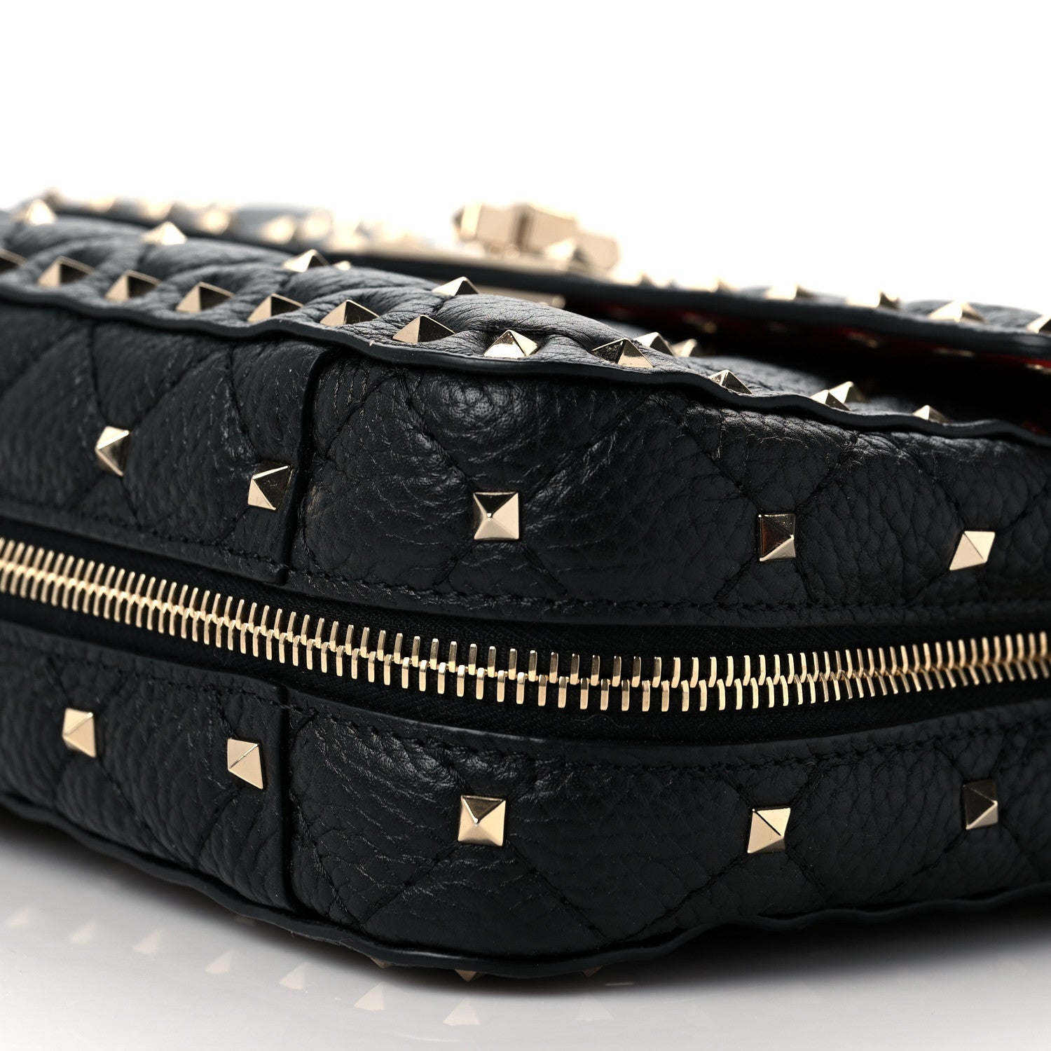 Valentino Garavani Grained Calfskin Medium Rockstud Spike Shoulder Bag Black White 7 of 7