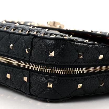 Valentino Garavani Grained Calfskin Medium Rockstud Spike Shoulder Bag Black White 7 of 7