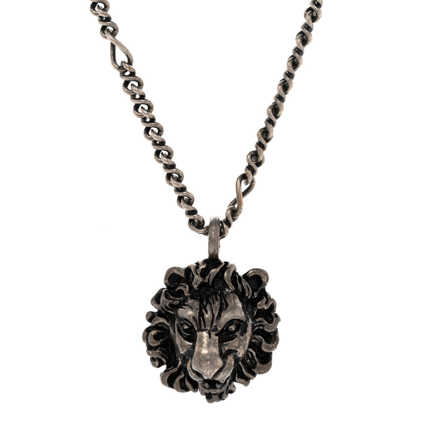 Gucci Metal Lion Head Necklace Silver 1 of 6