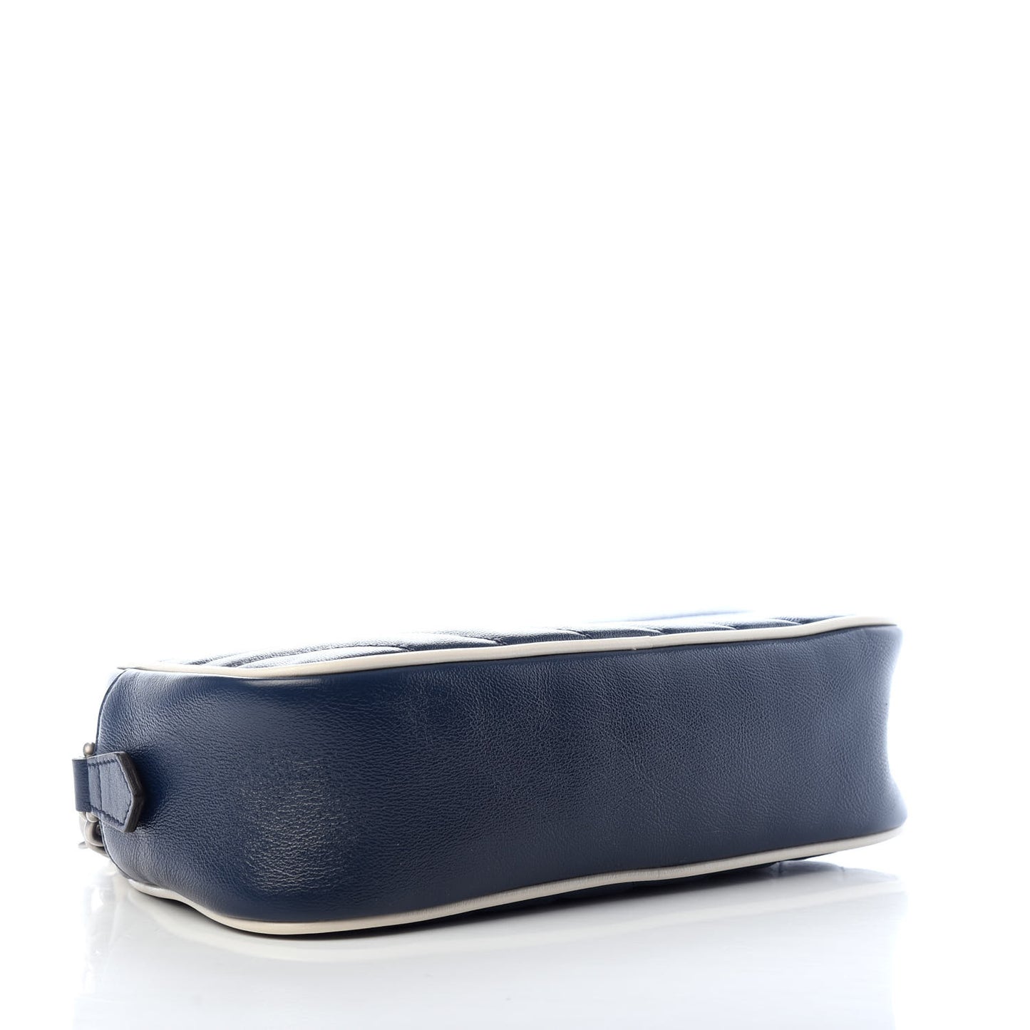 Vintage Effect Calfskin Matelasse Diagonal Small Torchon GG Marmont Chain Shoulder Bag Blue Agata Mystic White