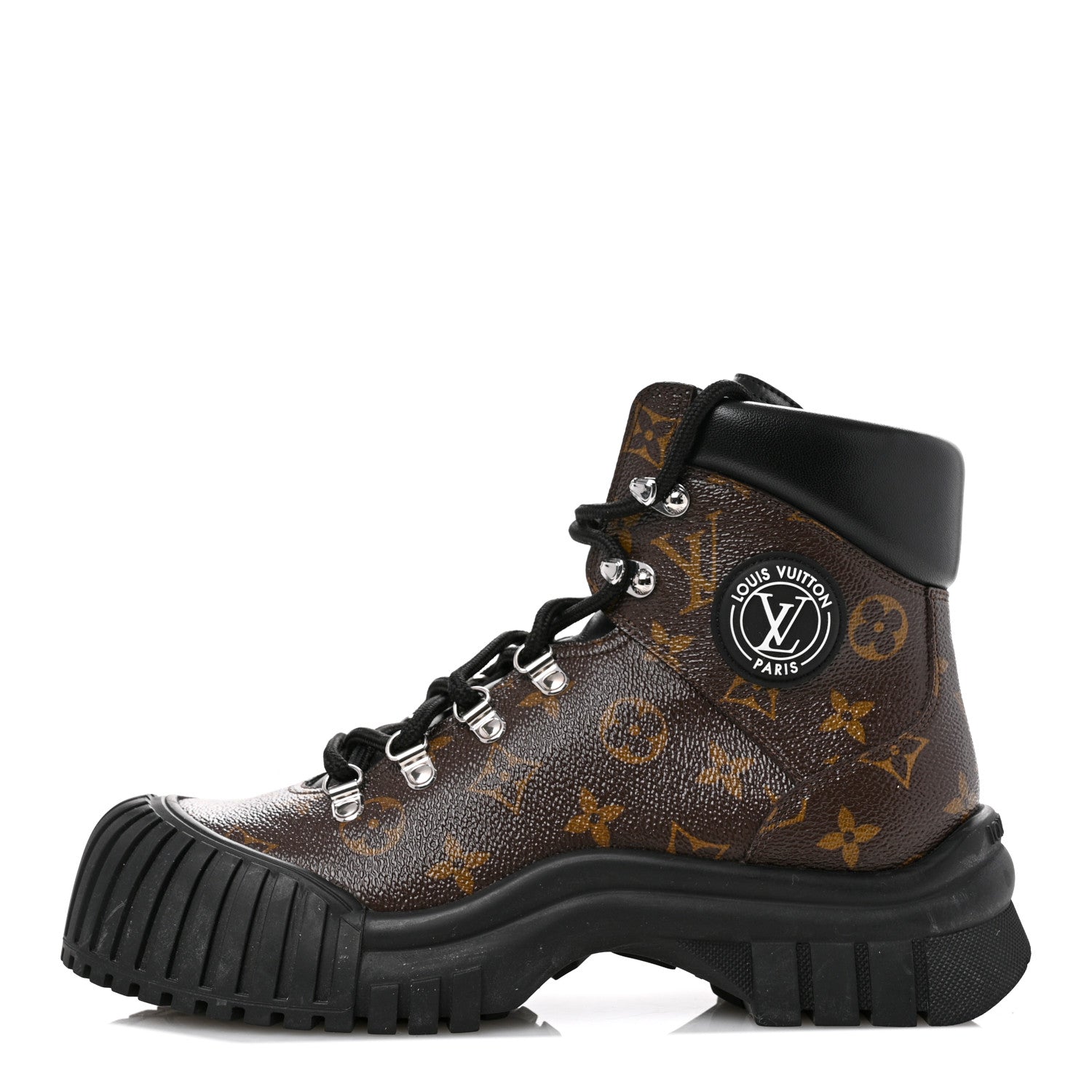 Louis Vuitton Calfskin Patent Monogram Ruby Flat Ranger Boots 39 Black 1 of 10
