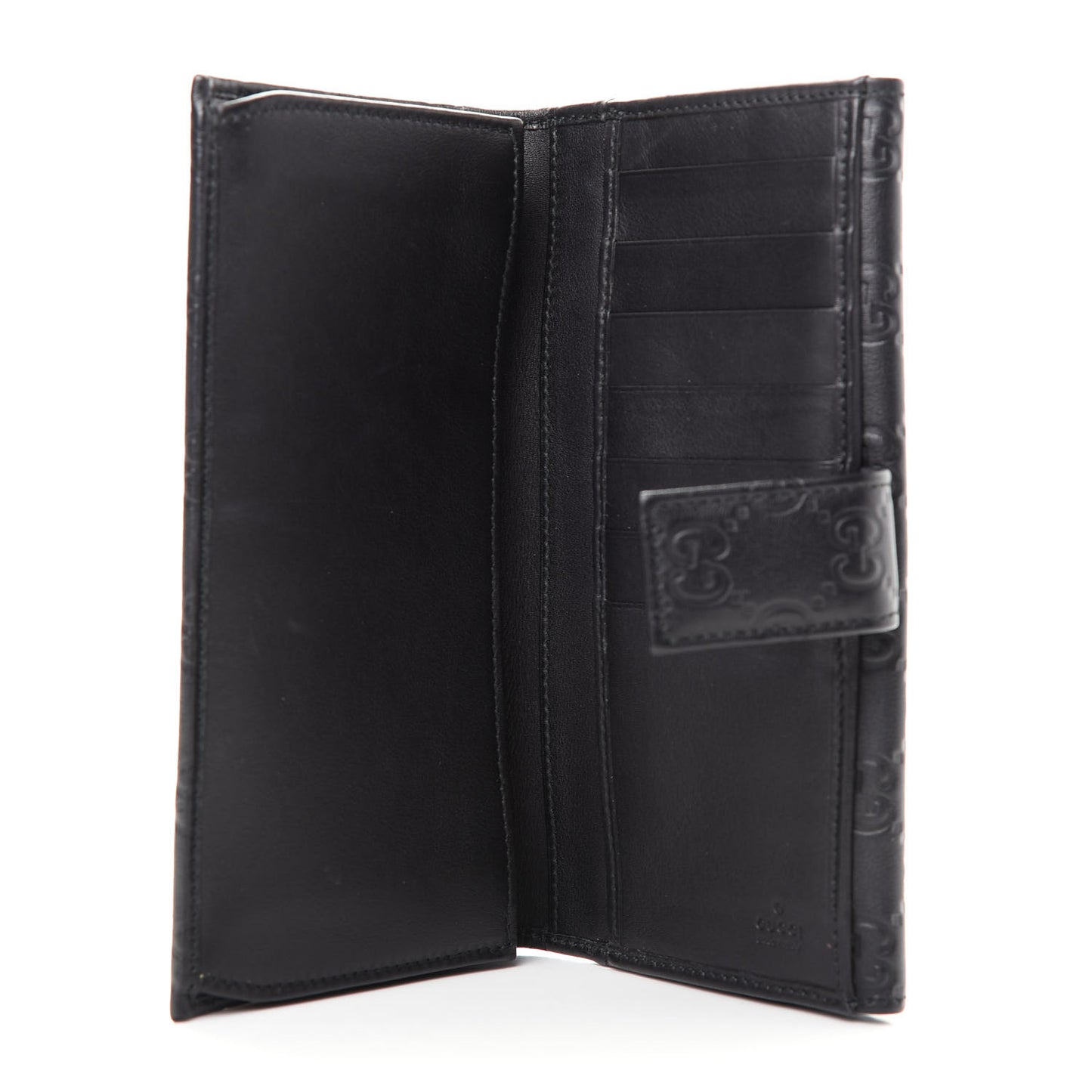 Guccissima Margaux Calfskin Metal Bar Continental Flap Wallet Black