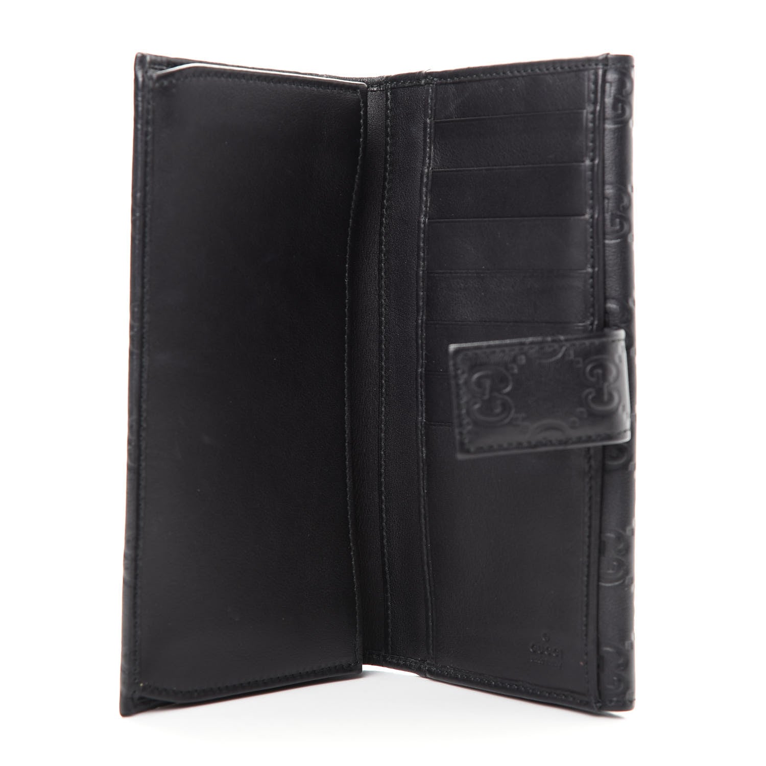 Gucci Guccissima Margaux Calfskin Metal Bar Continental Flap Wallet Black 5 of 7