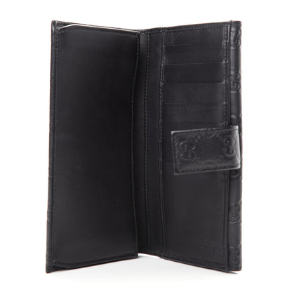 Gucci Guccissima Margaux Calfskin Metal Bar Continental Flap Wallet Black 5 of 7