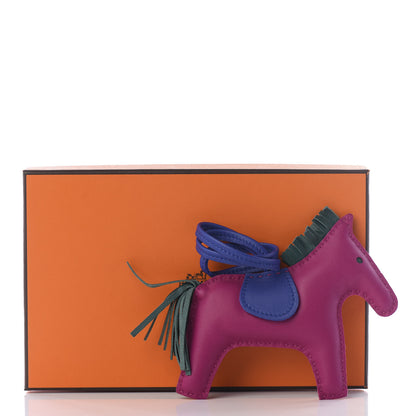 Hermes Milo Lambskin Grigri Rodeo Horse Bag Charm MM Rose Pourpre Malachite Bleu Electrique 5 of 5