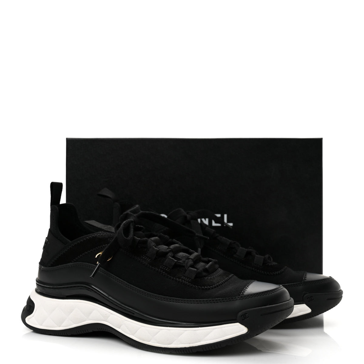 Chanel Velvet Calfskin Mixed Fibers CC Sneakers 41 Black 11 of 11
