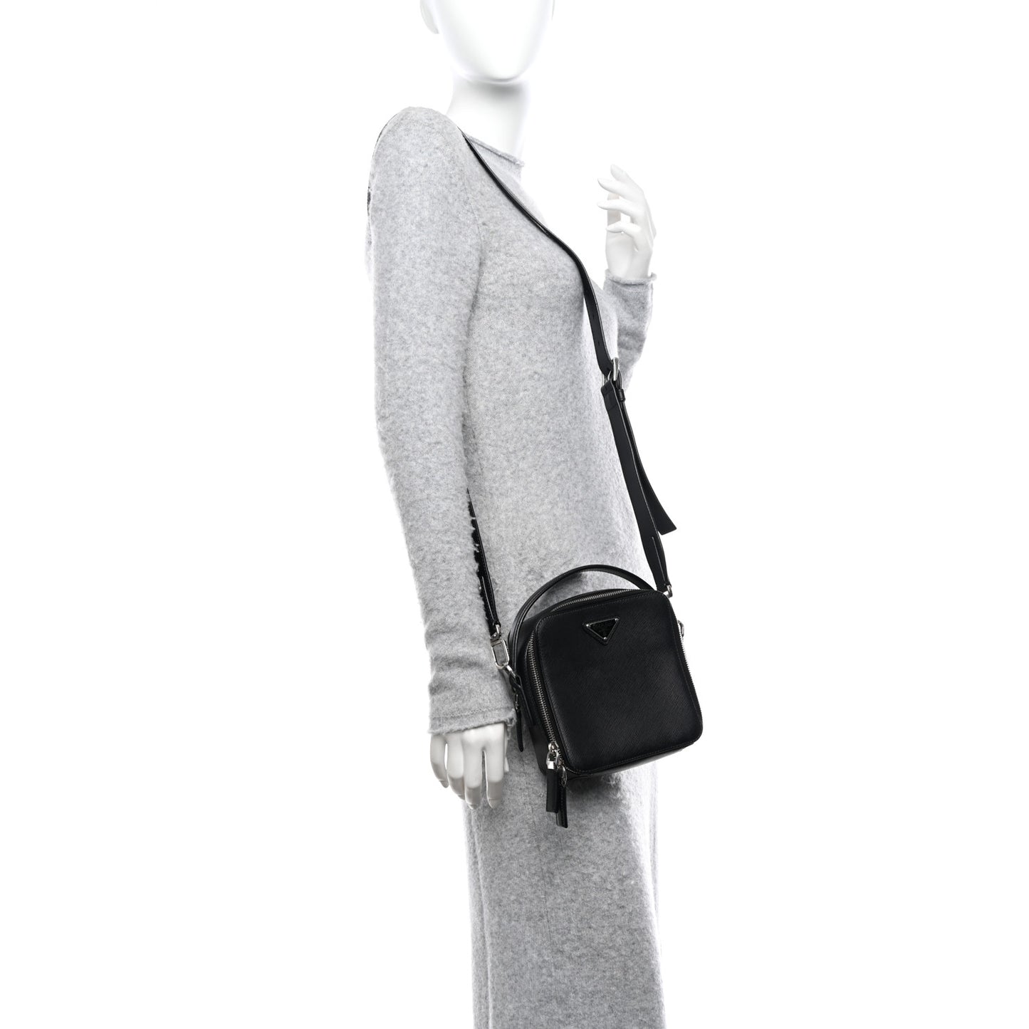 Saffiano Crossbody Messenger Bag Black