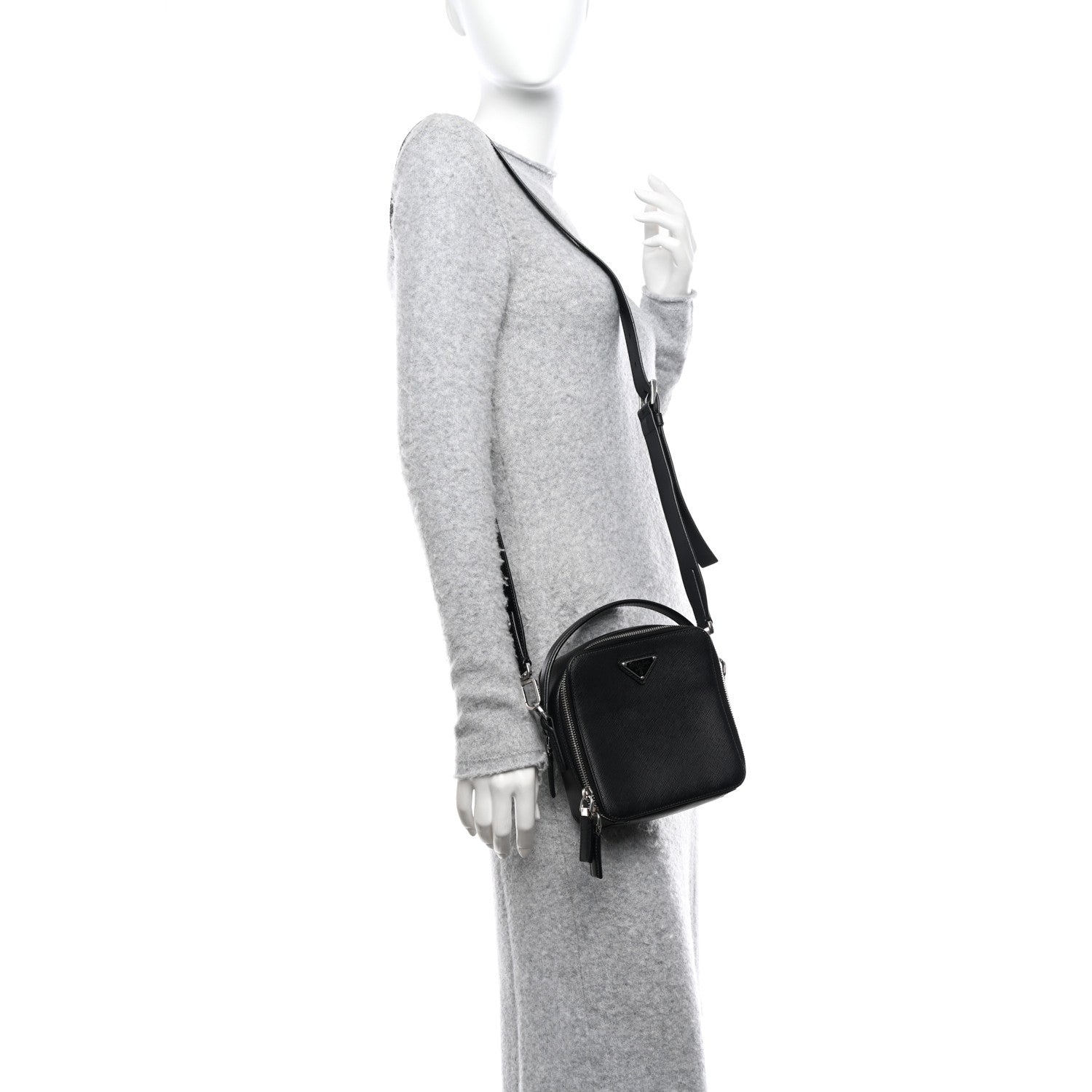 Prada Saffiano Crossbody Messenger Bag Black 2 of 12
