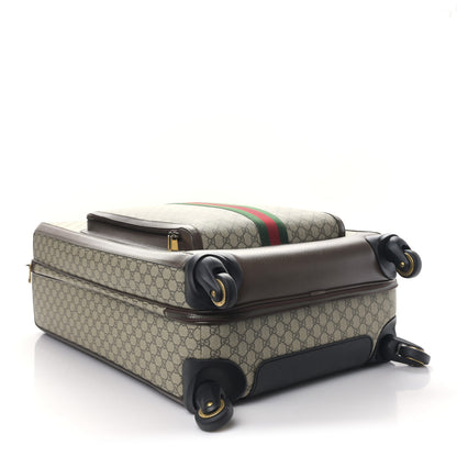 Gucci GG Supreme Monogram Textured Dollar Calfskin Web Large Savoy Trolley Suitcase Beige Ebony 4 of 10