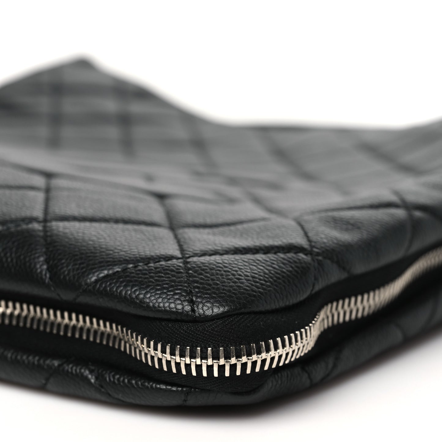 Caviar Quilted Expandable Zip Hobo Black
