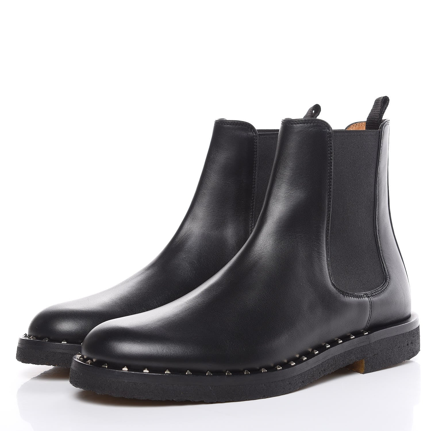 Valentino Garavani Calfskin Soul Rockstud Beatle Chelsea Ankle Boots 41 Black 3 of 11