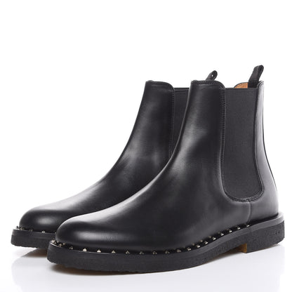 Valentino Garavani Calfskin Soul Rockstud Beatle Chelsea Ankle Boots 41 Black 3 of 11