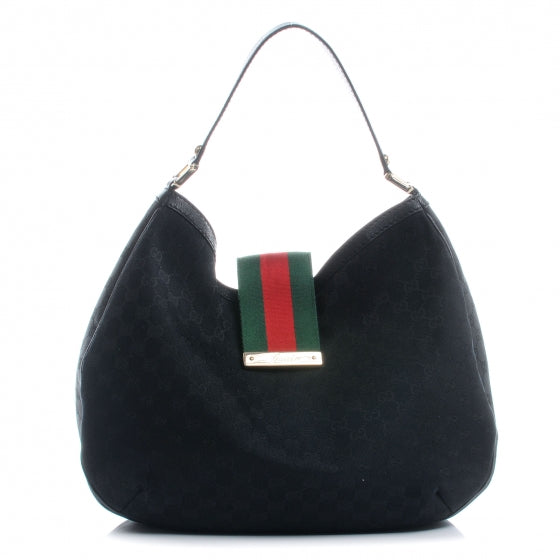 Gucci Monogram Ladies Web Large Hobo Black 1 of 7