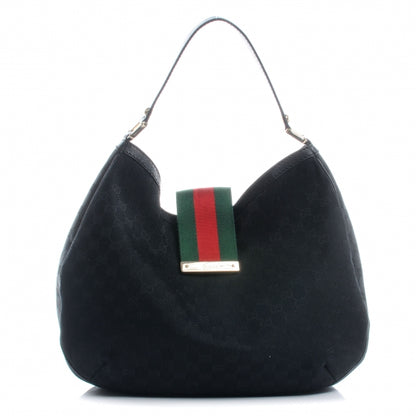 Gucci Monogram Ladies Web Large Hobo Black 1 of 7