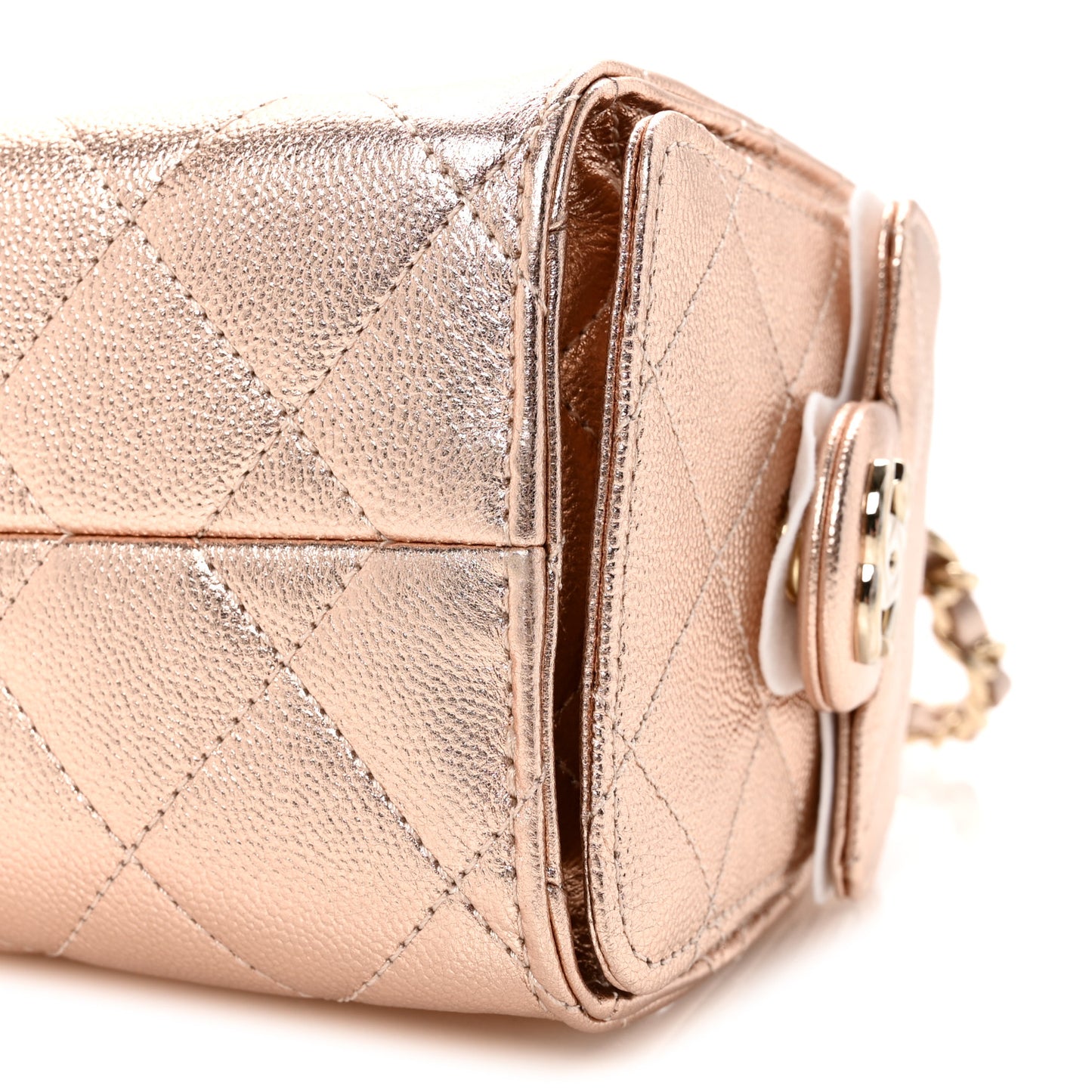 Metallic Caviar Quilted Mini Chanel 25 Handbag Copper