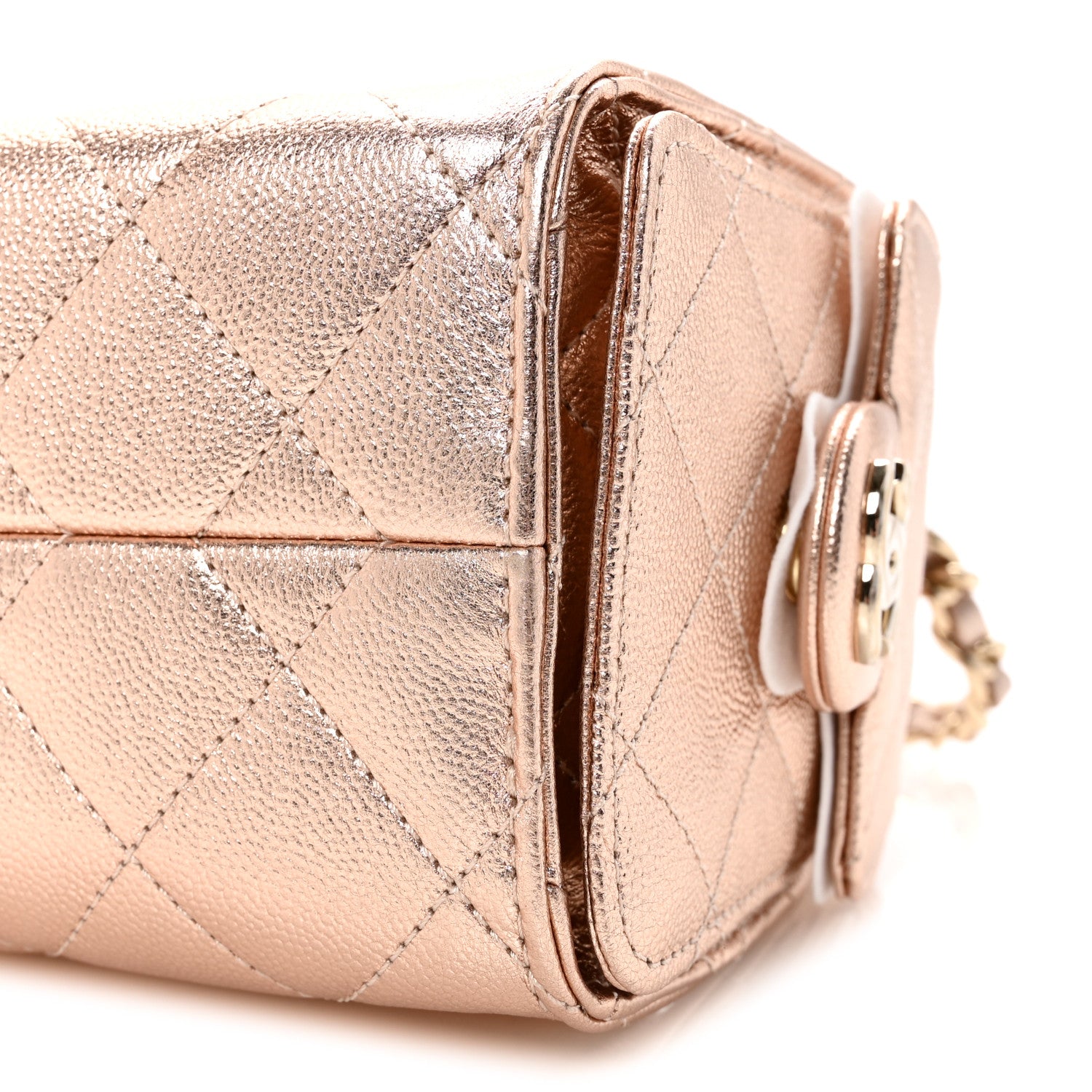 Chanel Metallic Caviar Quilted Mini Chanel 25 Handbag Copper 10 of 11