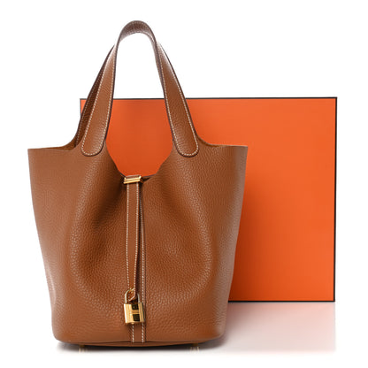 Hermes Taurillon Clemence Picotin Lock 22 MM Gold 12 of 12