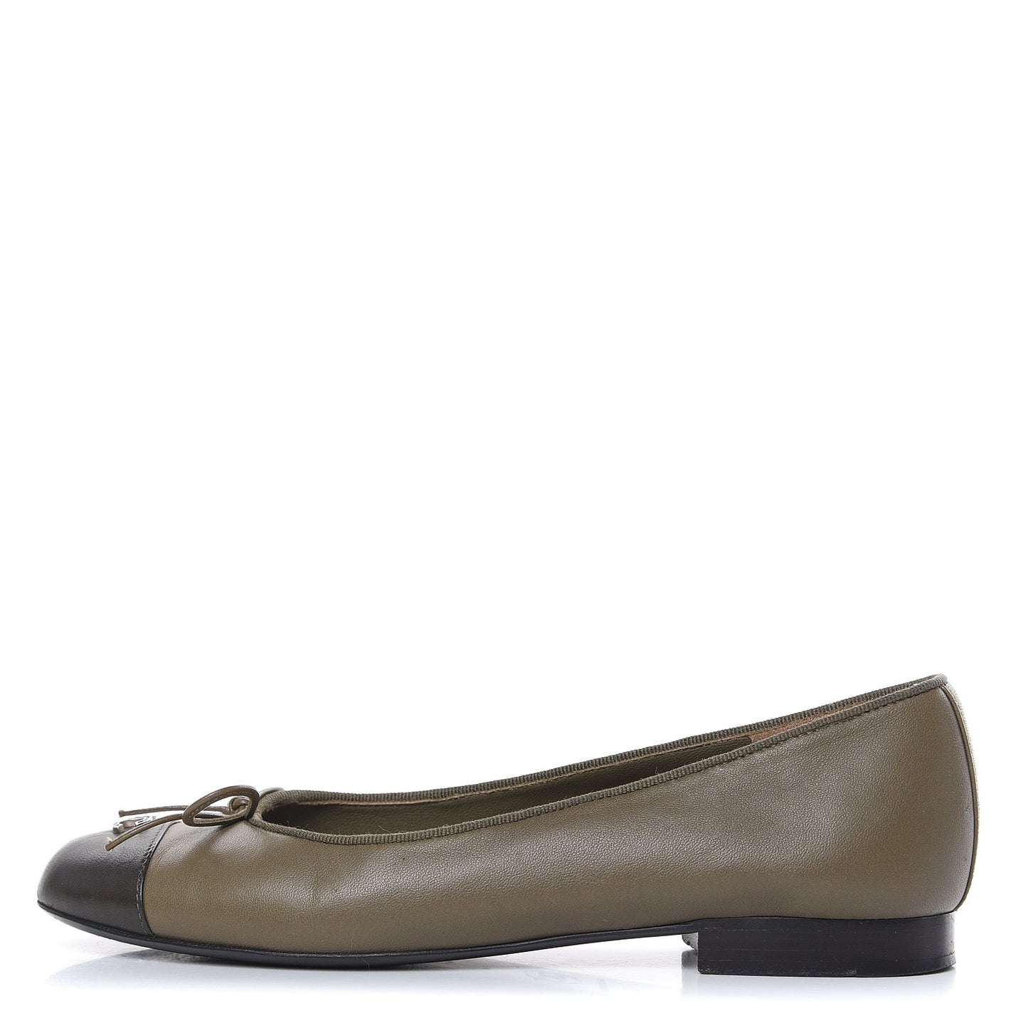 Lambskin Cap Toe Ballerina Flats 36 Green Black