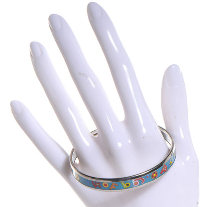 Hermes Enamel Narrow Tohu Bohu Printed Bracelet Bleu 65 2 of 5
