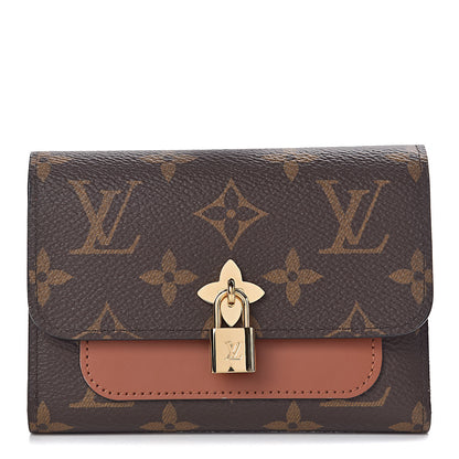 Louis Vuitton Monogram Flower Lock Compact Wallet Caramel 1 of 8