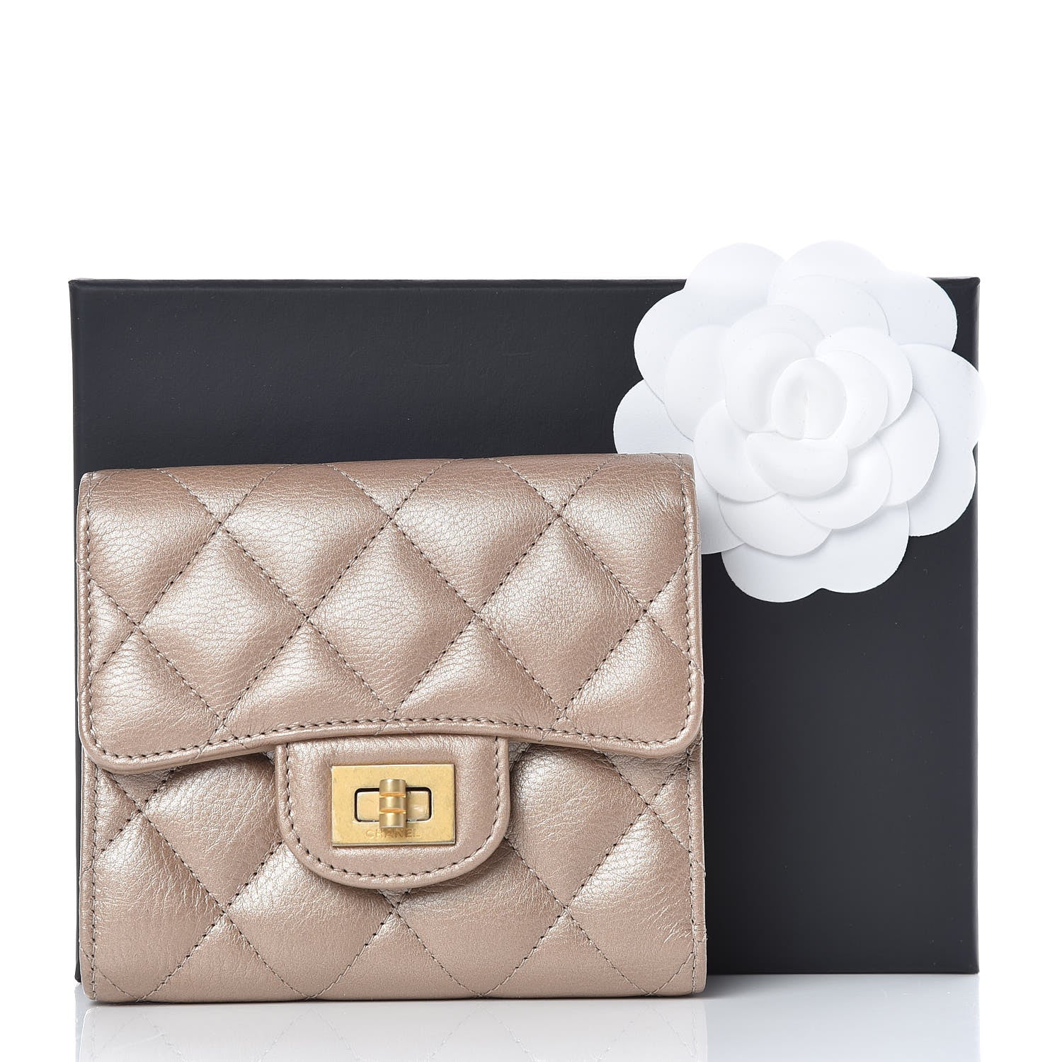 Chanel Metallic Calfskin Quilted Reissue Compact Wallet Gold 8 of 8
