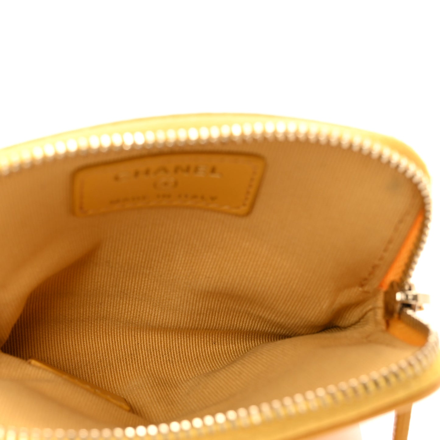 Caviar Quilted Zip Card Holder Wallet Yellow