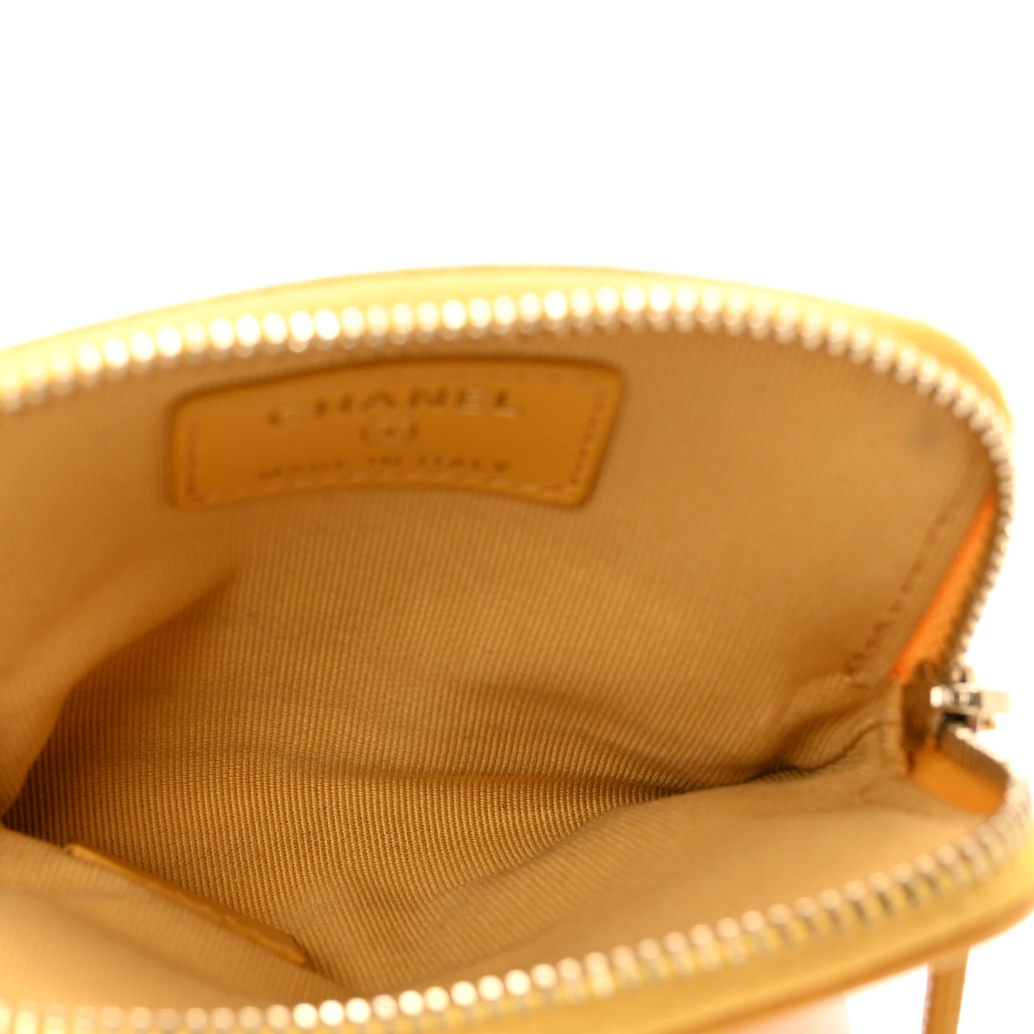Chanel Caviar Quilted Zip Card Holder Wallet Yellow 5 of 8