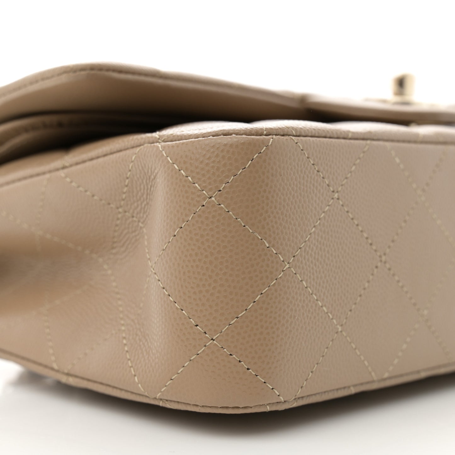 Caviar Quilted Medium Double Flap Dark Beige
