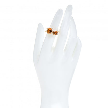 David Yurman 18K Yellow Gold Diamond Citrine Chatelaine Bypass Ring 54 6.75 2 of 5