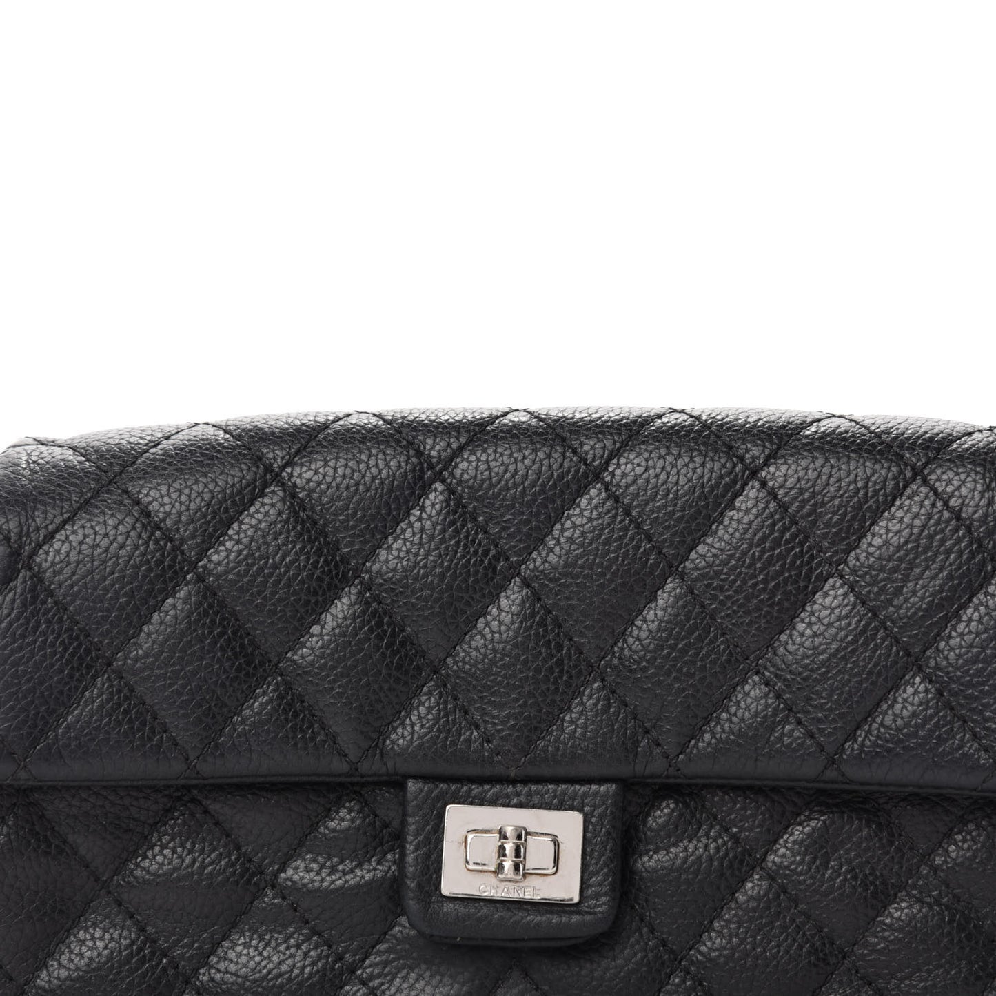 Grained Calfskin Quilted 2.55 Reissue Flap Belt Bag Clutch Black