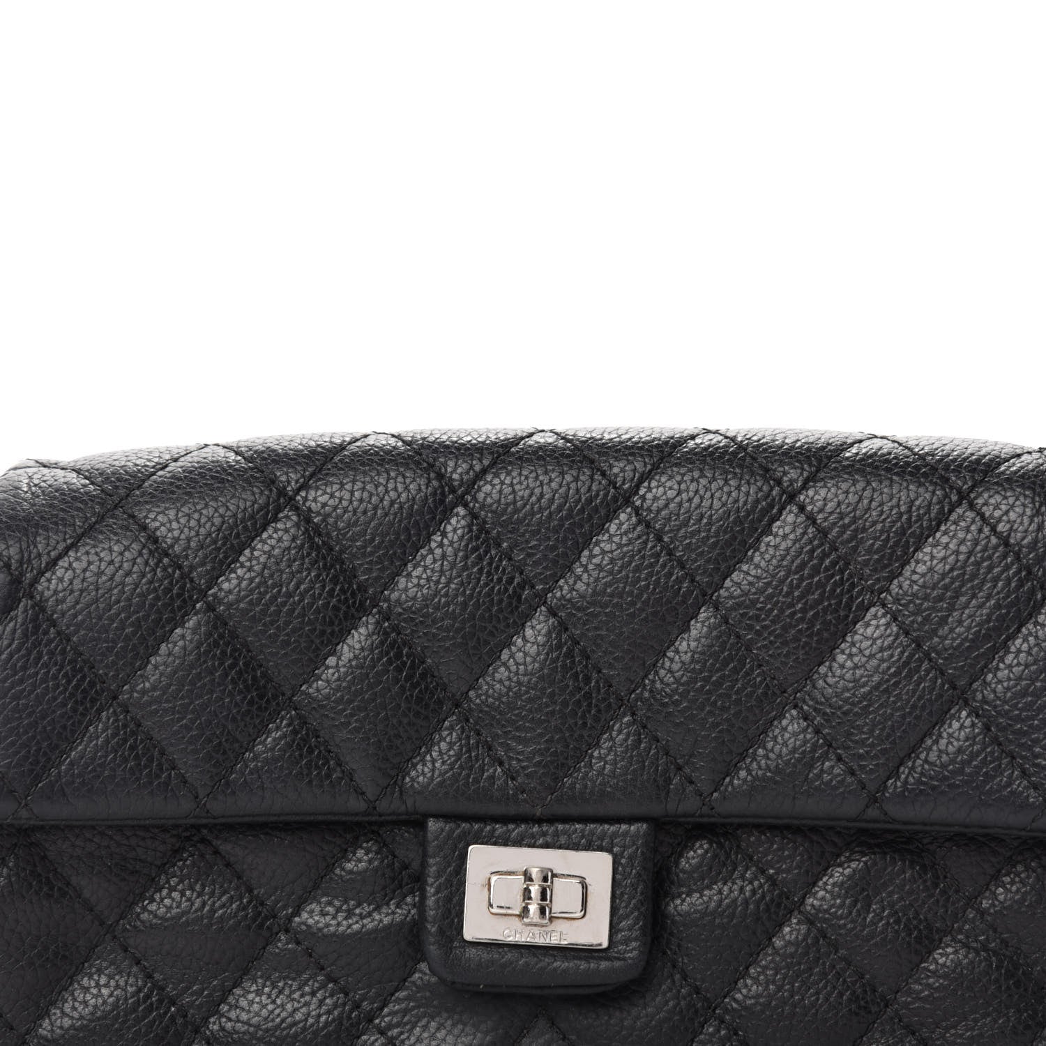 Chanel Grained Calfskin Quilted 2.55 Reissue Flap Belt Bag Clutch Black 13 of 13