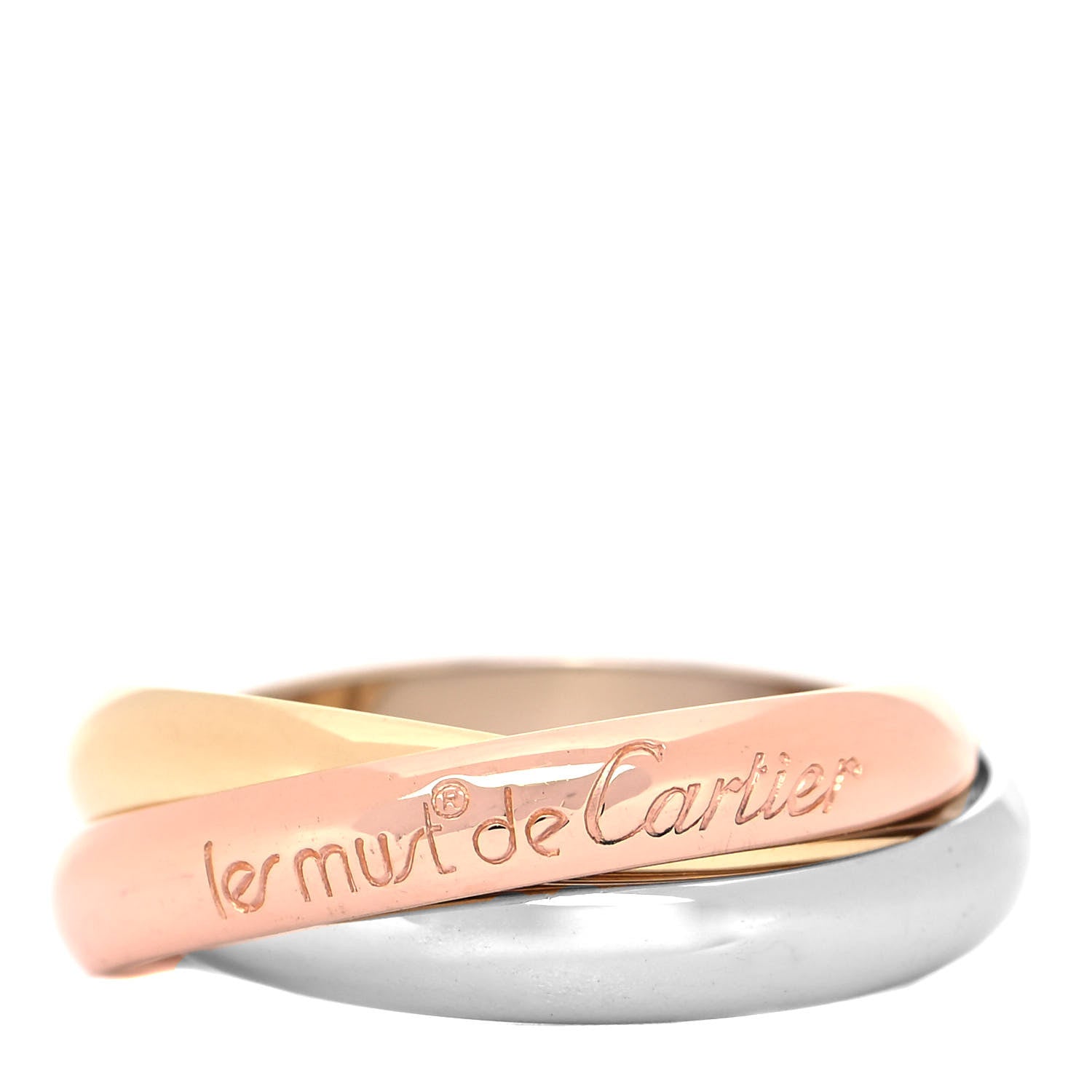 Cartier 18K Pink Yellow White Gold Classic Les Must De Cartier Trinity Ring 57 8 2 of 10