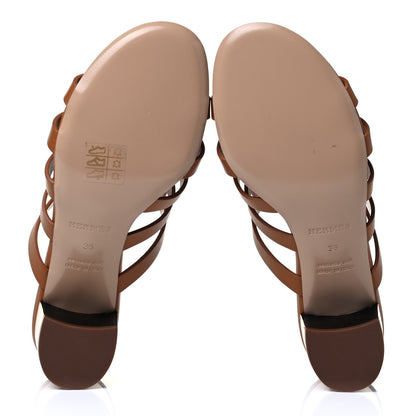 Hermes Calfskin Celena Sandals 36 Beige Dore 4 of 5
