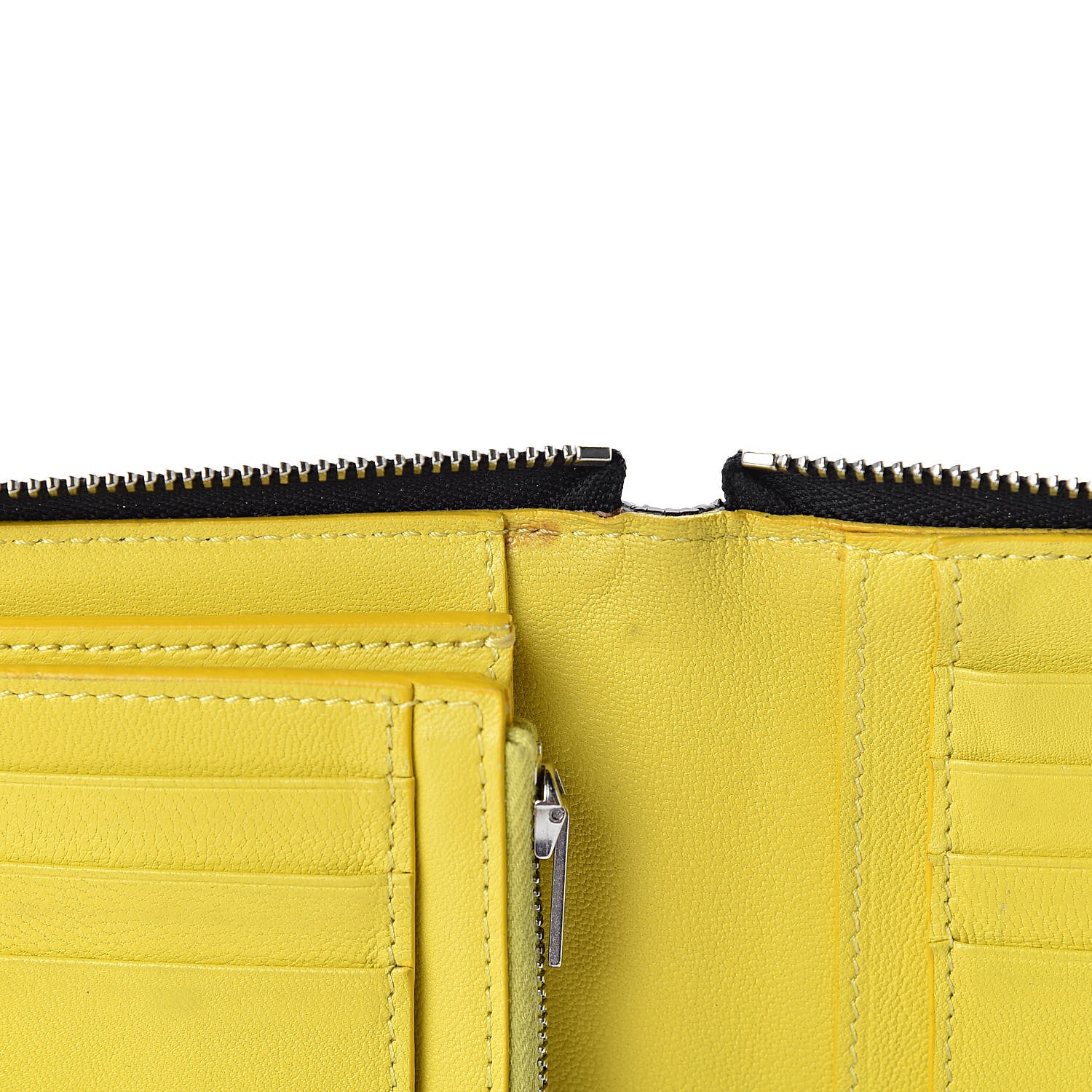 Celine Drummed Calfskin Zip Around Multifunction Wallet Black Citron 9 of 15