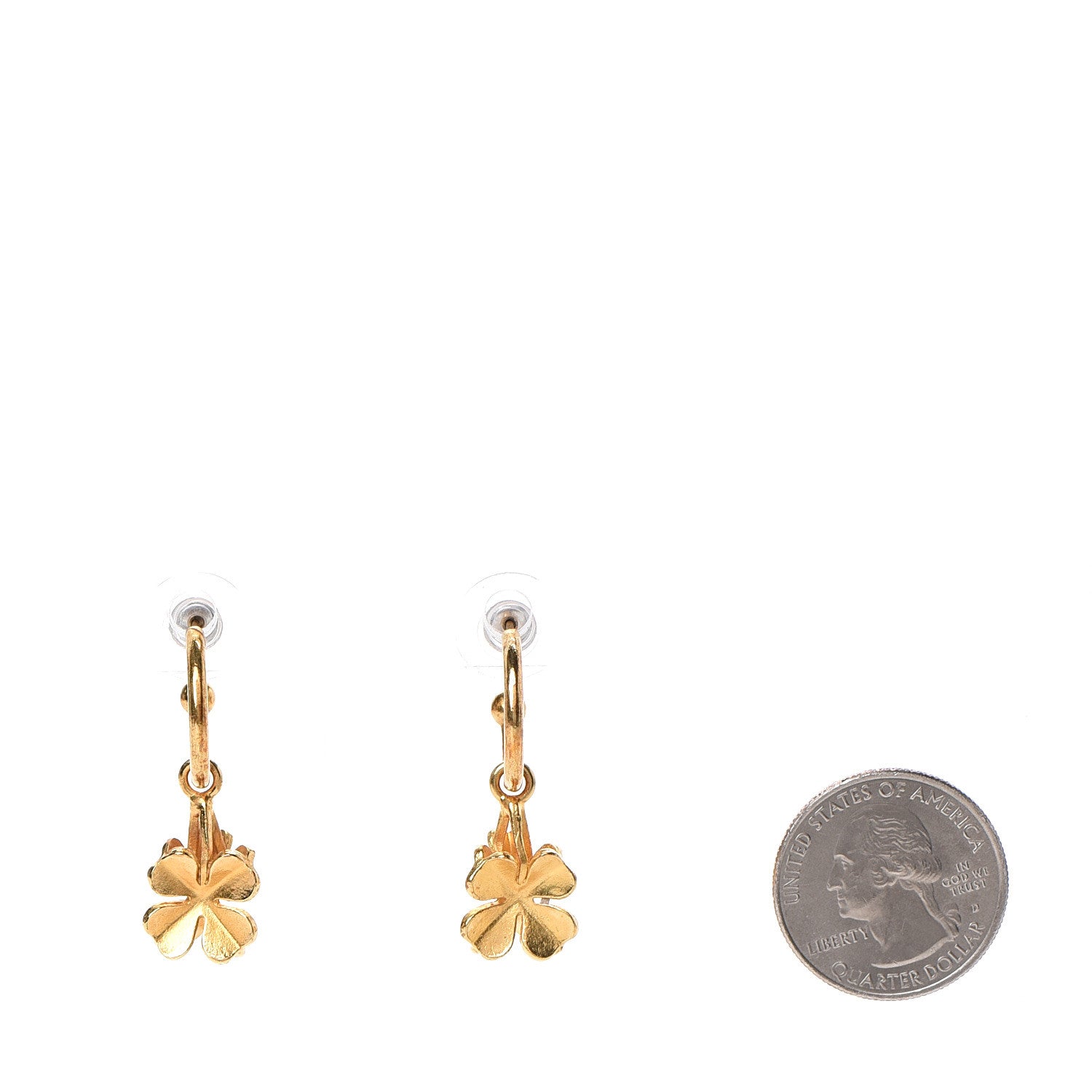 Chanel Metal Drop Clover CC Earrings Gold 2 of 4