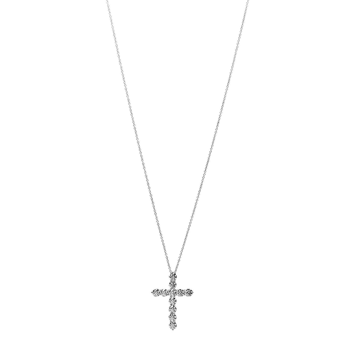 Platinum Diamond Extra Large Cross Pendant Necklace